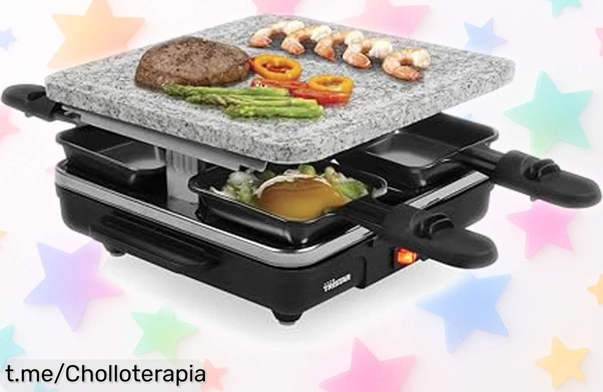 Súper rebajada parrilla raclette con piedra grill Tristar: el ofertón perfecto para cenas inolvidables con amigos, ¡disfruta y sorprende antes de que se agoten!