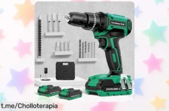 Taladro percutor 21V con 2 baterías y accesorios a un precio loco; aprovecha este super chollo y ¡eleva tu bricolaje al siguiente nivel ya!
