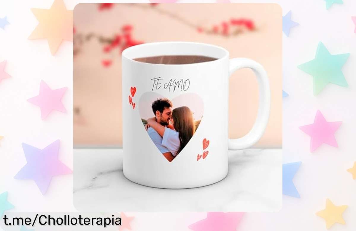 Taza cerámica personalizada con foto y dedicatoria única para parejas, ¡aprovecha el super chollo de precio rebajado y regala emociones que perduran para siempre!