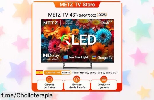 Televisión inteligente QLED de 43 pulgadas con imagen 4K y Dolby Atmos, el super chollo que hará vibrar tus sentidos a un precio increíble. ¡No te lo pierdas!