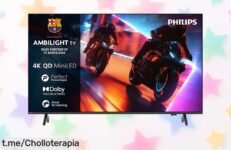Televisor Mini LED Philips 55MLED920/12 con imagen UHD 4K y Ambilight a precio rebajado, ¡da el salto y transforma tus noches de peli en algo mágico!