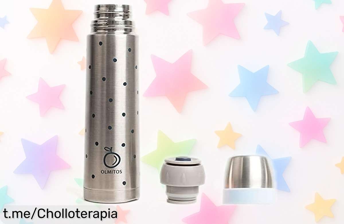 Termo Olmitos con cierre hermético y apertura fácil, super chollo que no te puedes perder, ¡aprécialo ahora y disfruta de tus bebidas calientes y frías sin complicaciones!