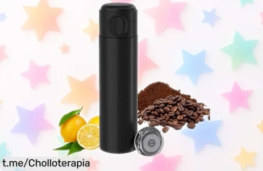 Termo de acero inoxidable Yoassi que mantiene tu bebida caliente o fría 12h y con filtro fácil de limpiar, ¡chollazo rebajado para disfrutar cada sorbo!