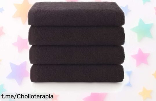 Toallas de cara Top Towel Plus negras, rebajadas a precio loco: ¡4 unidades súper absorbentes que vuelan! Sécate rápido y con estilo, no te quedes sin las tuyas.