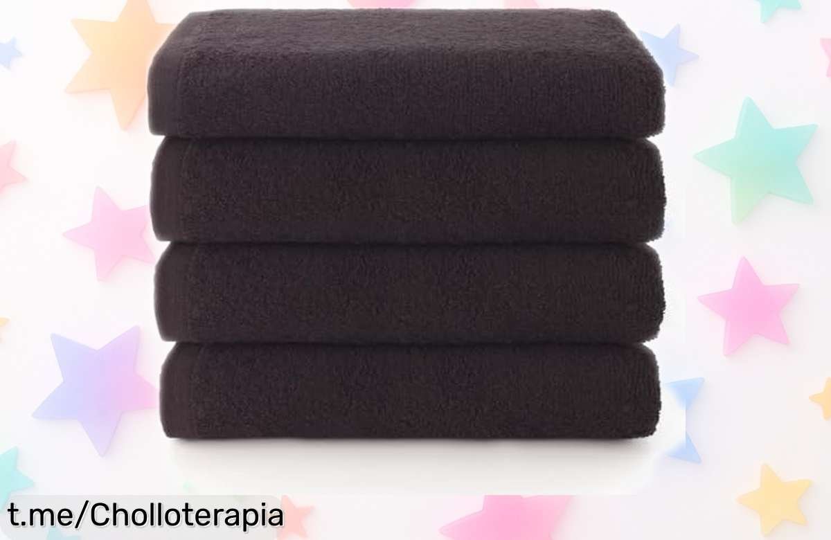 Toallas de cara Top Towel Plus negras, rebajadas a precio loco: ¡4 unidades súper absorbentes que vuelan! Sécate rápido y con estilo, no te quedes sin las tuyas.