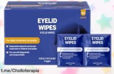 Toallitas limpiadoras para párpados Healthcare, súper chollo de 60 unidades que cuida tus ojos sensibles. ¡Límpialos y siéntete radiante ya antes de que se agoten!