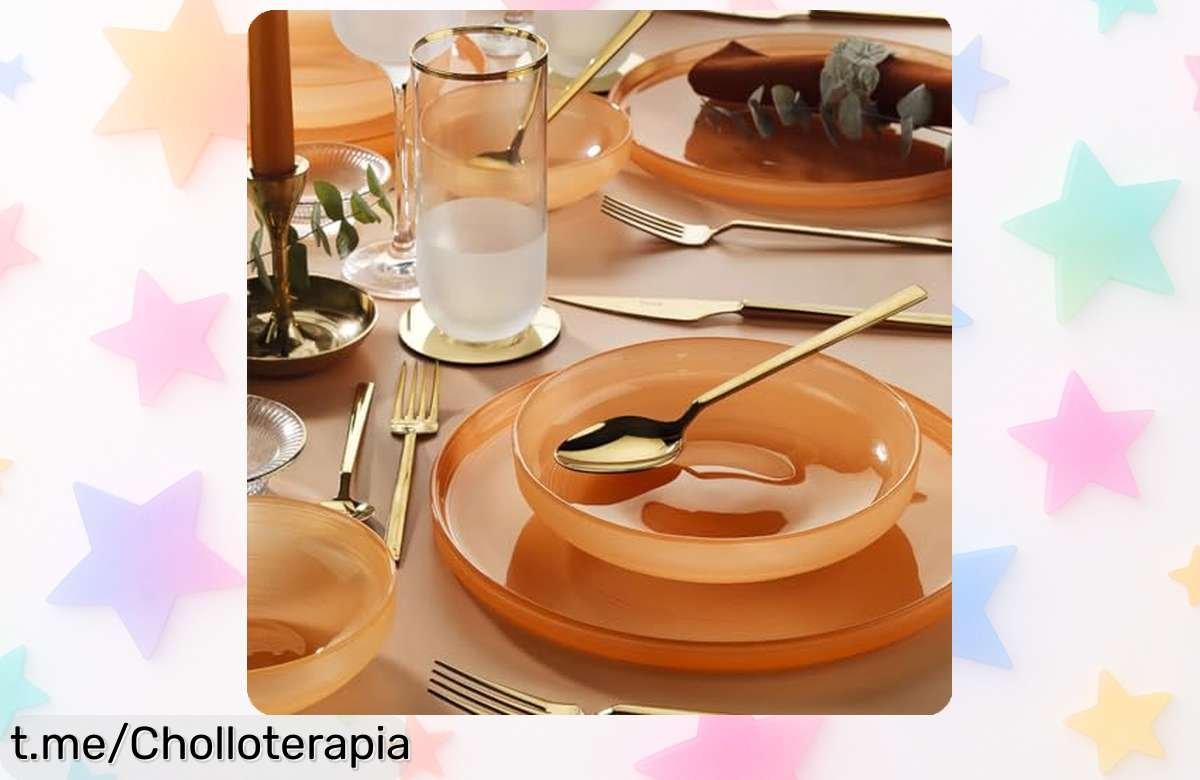 Vajilla de vidrio Fecra Circle Salmon 18 piezas: diseño elegante y moderno, ¡descuento brutal que vuela! Prepárate para impresionar a tus invitados, no te lo pierdas.