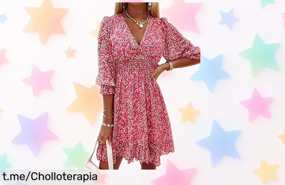 Vestido bohemio corto ABYOVRT con estampado floral, perfecto para fiesta o playa ¡No dejes pasar esta rebaja y deslumbra con este super chollo antes de que se agote!
