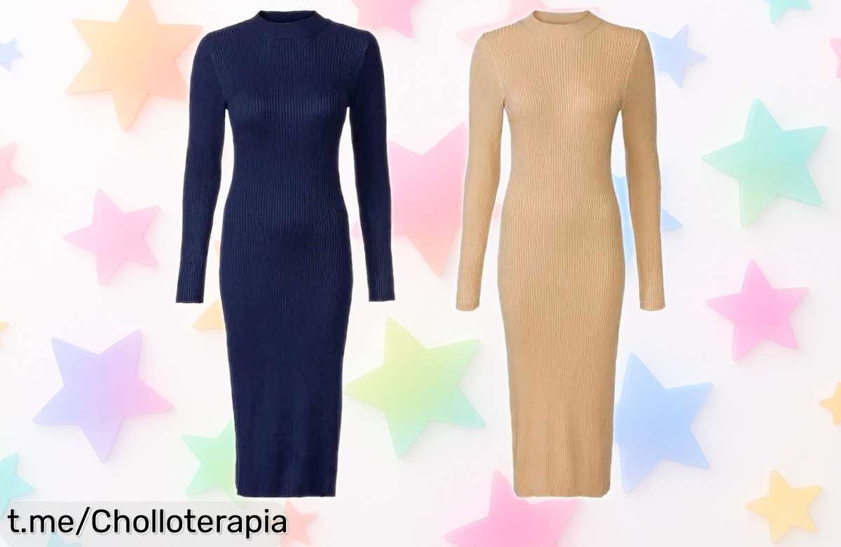 Vestido de punto canalé moderno para mujer a precio rebajado, ¡un super chollo que realzará tu estilo! Date prisa antes de que se agoten y deslúmbrate hoy mismo.