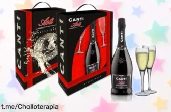 Vino espumoso Moscato d’Asti Canti con copas, dulce y afrutado ¡super oferta! Perfecto para tus momentos especiales. No lo dejes escapar, precio rebajado por tiempo limitado.