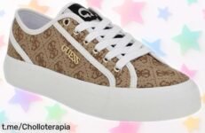 Zapatillas Guess para mujer en beige marrón a precio rebajado, lucen perfectas sin calcetas y te hacen sentir increíble. ¡No dejes escapar este ofertón que vuela!