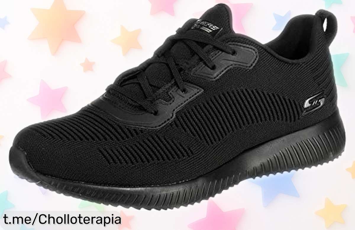 Zapatillas Skechers Bobs Squad Tough Talk en diseño negro top, precio rebajado ¡No te quedes sin las tuyas y siente el poder de cada paso!