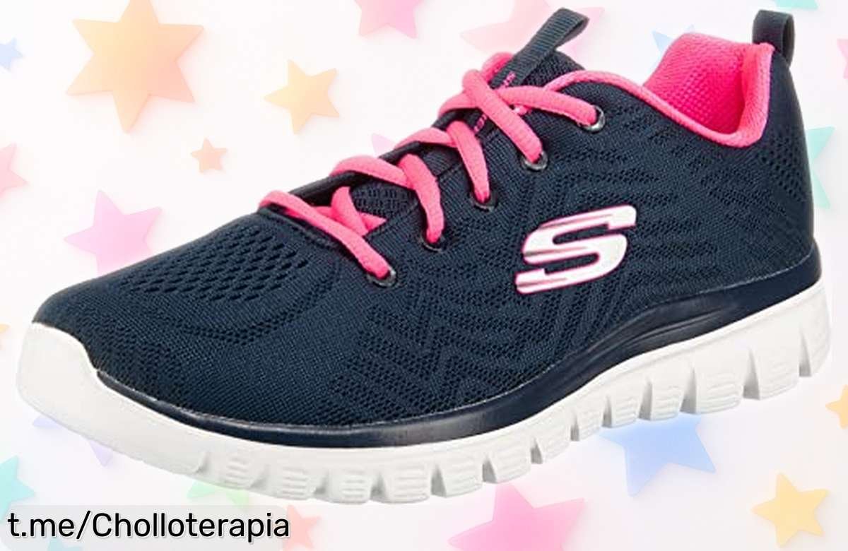 Zapatillas Skechers para mujer con suela que amortigua cada paso, ¡descuentazo irrepetible y sanos movimientos te esperan! Corre ya y no dejes escapar este chollazo.