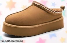 Zapatillas de ante genuino con plataforma para mujer que te mantienen calentita todo el día, ¡ofertón rebajado y totalmente irresistibles!