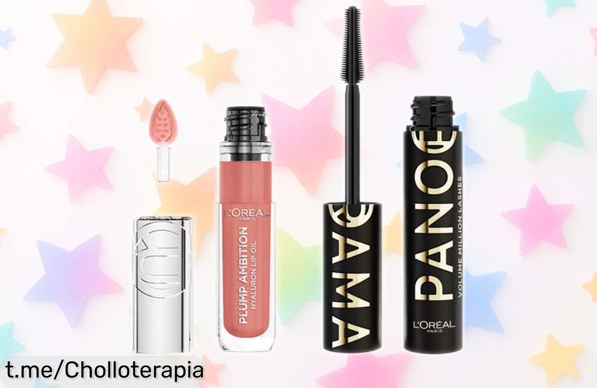 Aceite labial voluminizador y máscara de pestañas L’Oréal Paris en precio loco, ¡irresistibles labios y mirada intensa al instante! No te lo pierdas, actúa ya.