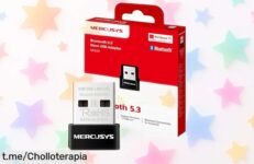 Adaptador USB Bluetooth 5.4 ultra compacto para conectar hasta 7 dispositivos; ¡rebajado! No dejes escapar este ofertón y disfruta como nunca antes con tu PC o portátil.