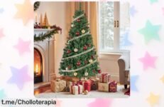 Árbol de Navidad artificial SONGMICS súper natural, montaje fácil y base estable. Precioso ofertón rebajado que no durará para siempre. ¡Haz brillar tu hogar esta Navidad!