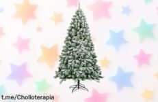 Árbol de Navidad artificial con nieve y soporte plegable, super chollo a precio increíble: disfruta la magia en casa u oficina antes que se acabe esta oferta limitada.