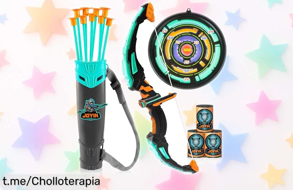Arco y flechas JOYIN con luz LED, super chollo de diversión segura y duradera para que tus peques vivan aventuras inolvidables. ¡No te lo pierdas!