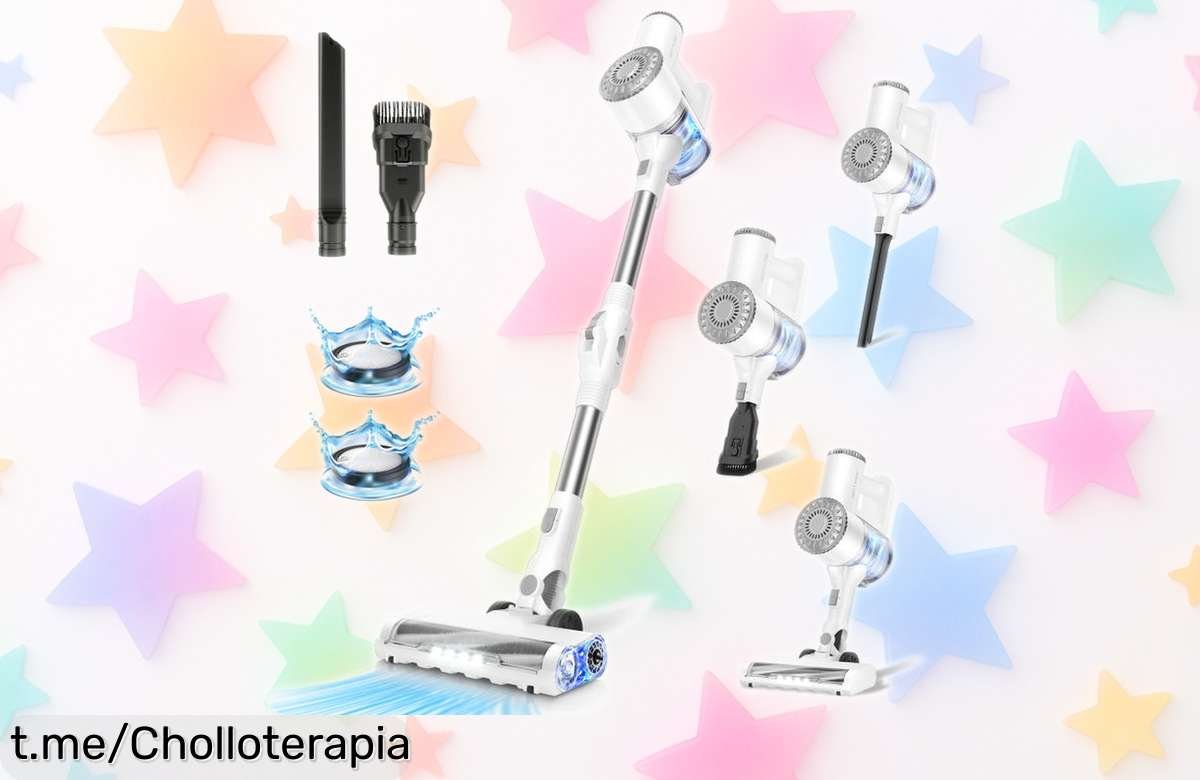 Aspiradora inalámbrica PrettyCare W400, súper potente y ligera: ¡precios rebajados que no verás otra vez! Date prisa y limpia tu casa de manera fácil y rápida.