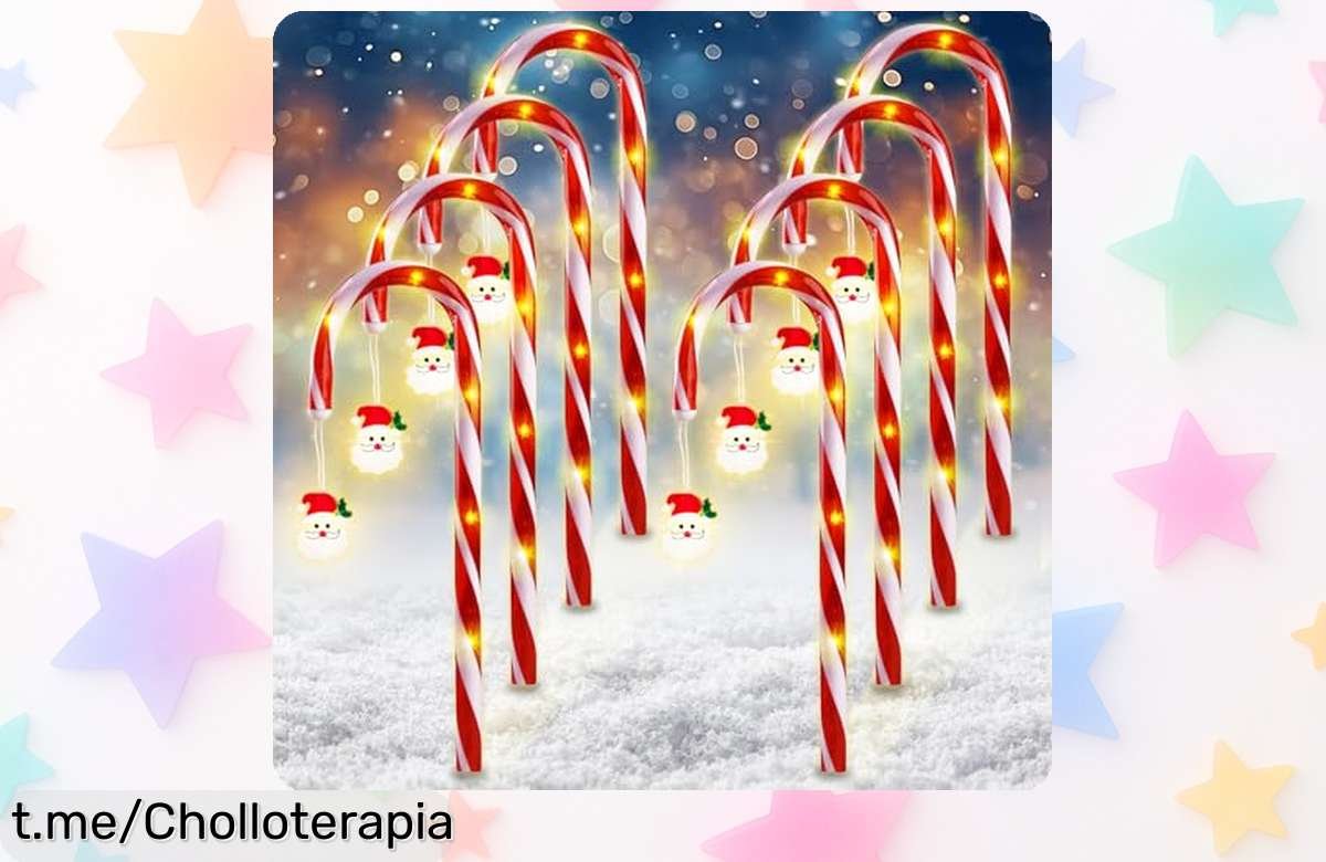 Bastones de caramelo LED con 8 luces: ¡Mágica decoración navideña a precio rebajado! Ilumina tu jardín y crea momentos inolvidables estas fiestas. ¡Aprovecha este super chollo ya!