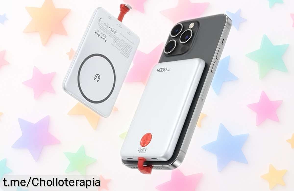 Batería externa magnética de 5000mAh con carga rápida y cable iOS integrado, ¡rebajado a un precio irresistible! No dejes pasar esta oportunidad única para mantenerte siempre conectado.
