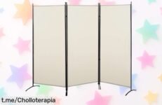 Biombo de 3 paneles HOMCOM con pies de metal beige, un super chollo para separar tus espacios con estilo y seguridad. Aprovecha el descuento brutal antes de que se agote esta oportunidad única.