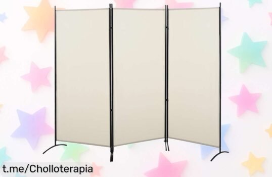 Biombo de 3 paneles HOMCOM con pies de metal beige, un super chollo para separar tus espacios con estilo y seguridad. Aprovecha el descuento brutal antes de que se agote esta oportunidad única.