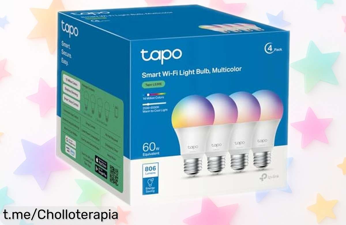Bombilla LED inteligente multicolor Tapo en súper chollo, controla el ambiente con tu voz y móvil; precio rebajado que no dura, cámbiale la luz a tus momentos favoritos ya.