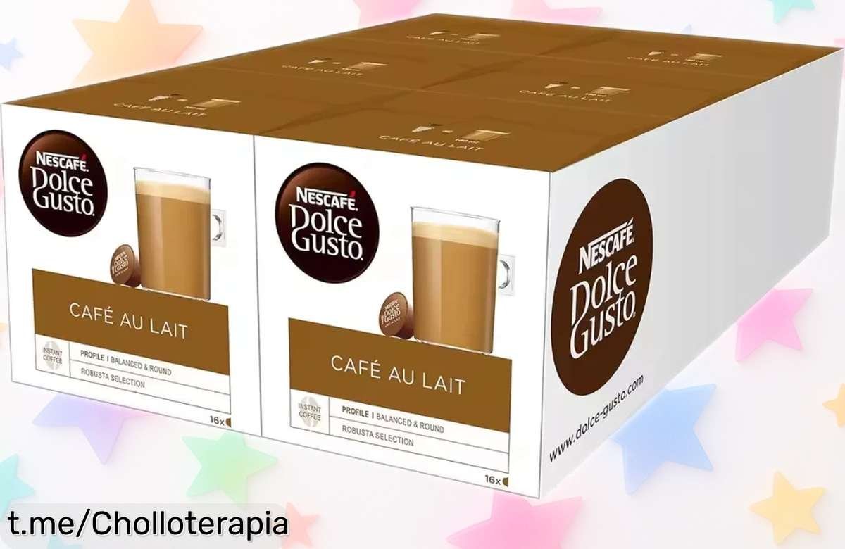 Café con leche NESCAFE DOLCE GUSTO: ¡disfruta de 96 cápsulas cremosas a un precio loco! Aprovecha el descuento brutal, despierta tus sentidos y corre que vuelan.