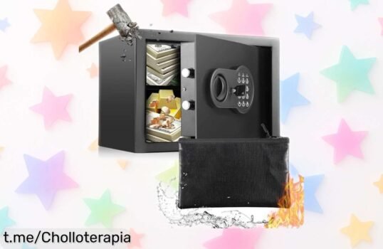 Caja fuerte pequeña Bisofice con teclado digital y llave, ignífuga e impermeable – super chollo que protege lo que más amas. ¡Date prisa, quedan pocas!