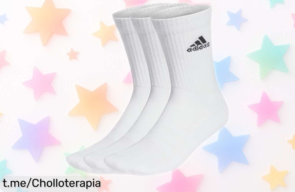 Calcetines adidas unisex en pack de 3, ¡rebajados a precio loco! Disfruta comodidad y refuerzo en cada paso, no dejes escapar este super chollo que hará felices tus pies ya mismo.