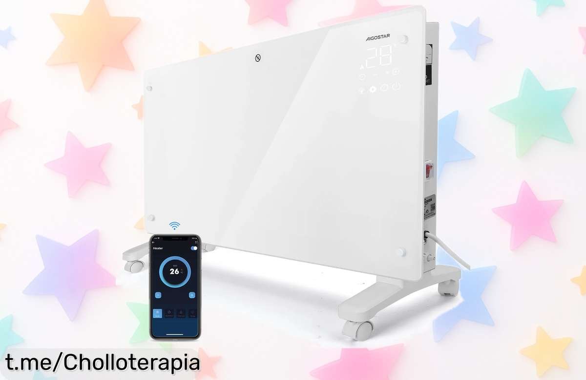 Calefactor Aigostar de bajo consumo con WiFi y 2000W, ¡ofertón impresionante! Controla el calor desde tu móvil y siente el bienestar al instante, actúa rápido antes que se acabe.