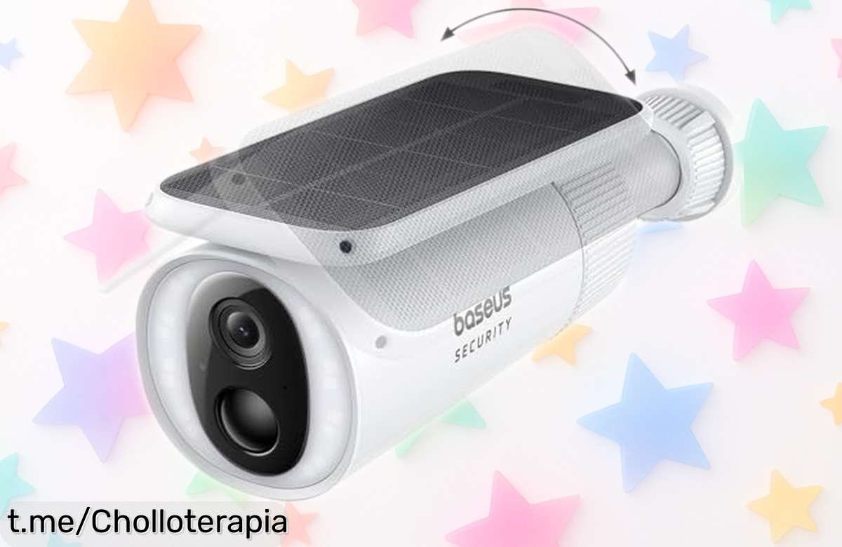 Cámara de vigilancia exterior Baseus con panel solar, visión nocturna y seguimiento automático, ¡descuento brutal para que protejas tu hogar ya! Asegura tu tranquilidad antes de que se acaben.