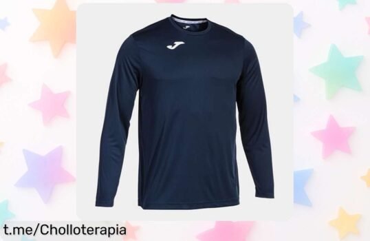 Camiseta deportiva Joma de manga larga a precio loco: siente la libertad de moverte sin límites y corre ya antes que se agoten estas ofertas irresistibles.