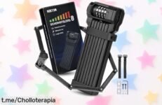 Candado para bicicleta plegable Lotus, resistente y con combinación de 4 dígitos, ¡precio rebajado! Protege tu bici fácil y rápido antes de que se agoten.