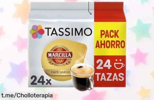 Cápsulas de café Marcilla largo para Tassimo a precio loco, sabor intenso y crema suave que transformará tus momentos. ¡Date prisa y disfruta cada sorbo como mereces!