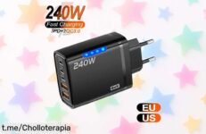 Cargador USB C GaN de 240W, 5 en 1: Aprovecha este chollo limitado y olvídate de las esperas ¡Potencia tus dispositivos ya!