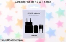 Cargador rápido Samsung original de 45W para Galaxy Ultra, Fold y Flip a precio rebajado: carga al instante y siente la energía volar. ¡No te quedes sin el tuyo!