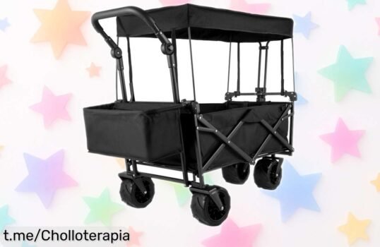 Carro plegable Succebuy con sombra ideal para playa y jardín, precio reventado en este super chollo que no querrás perderte ¡Haz tus aventuras más fáciles ahora!