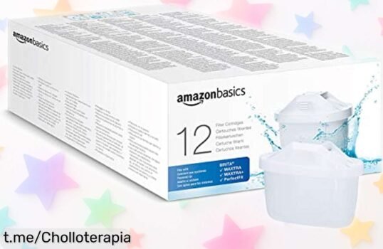 Cartuchos filtrantes Amazon Basics para Brita que eliminan cloro y cal al instante. ¡Apresúrate, 12 filtros en super chollo con precio rebajado que no querrás dejar escapar!