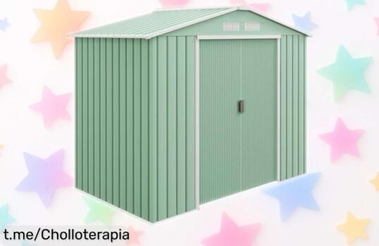 Caseta de jardín metálica Outsunny, resistente y con puertas correderas: ¡rebaja increíble que no puedes dejar pasar, dale a tu jardín el hogar perfecto hoy mismo!