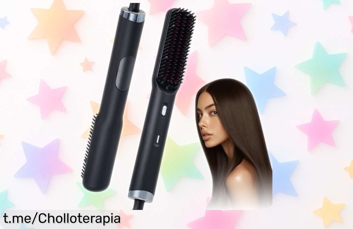 Cepillo alisador Layhou con ionización y aceites esenciales, ¡rebajado a precio loco! Consigue un cabello suave y brillante sin frizz ni quemaduras. No te quedes sin el tuyo, ¡compra ya!