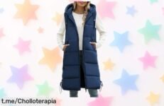 Chaleco acolchado largo Vancavoo con capucha, un ofertón que vuela rápido; abrígate del frío y deslumbra con estilo, ¡no te quedes sin el tuyo!
