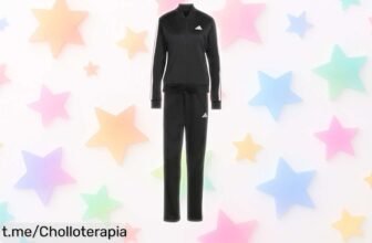 Chándal adidas para mujer en negro y rosa claro, un super chollo con caída de precio que no puedes dejar escapar; corre ahora y siente la energía al ponértelo ya mismo.