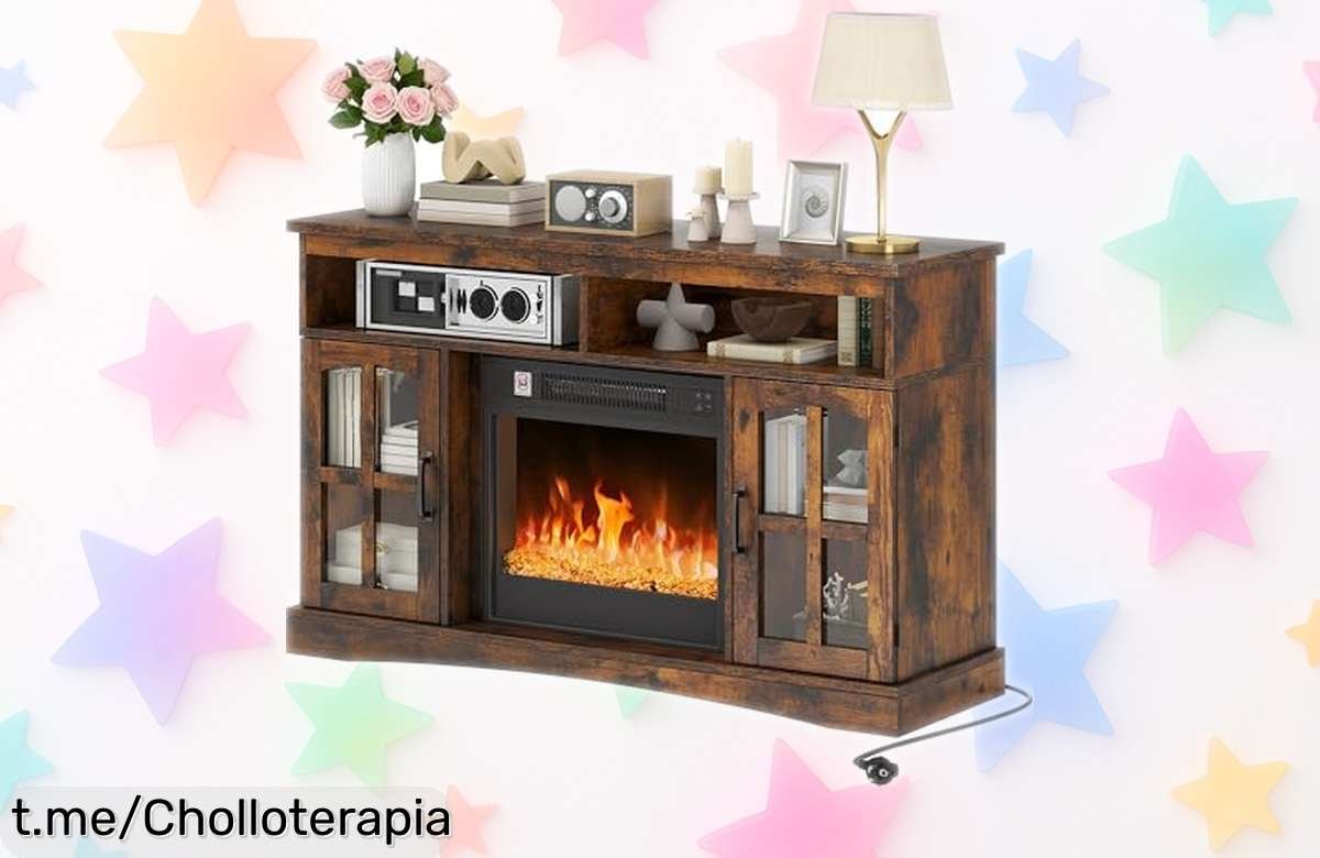 Chimenea eléctrica para salón con efecto llama ajustable y mando a distancia, ¡descuento brutal que alegra tu hogar al instante! Aprovecha este super chollo antes de que se acabe.