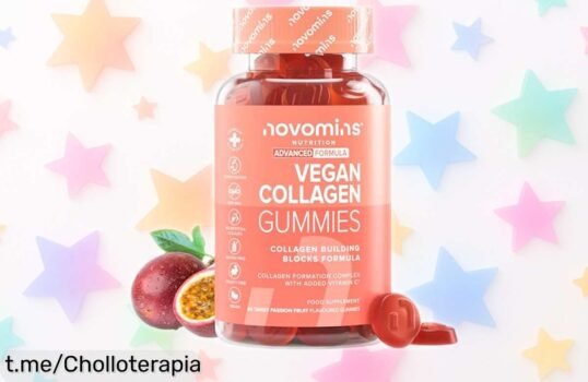 Colágeno vegano Novomins con ácido hialurónico: ¡60 gominolas a precio rebajado que harán sentir tu piel más firme y radiante! No dejes escapar esta oportunidad única.
