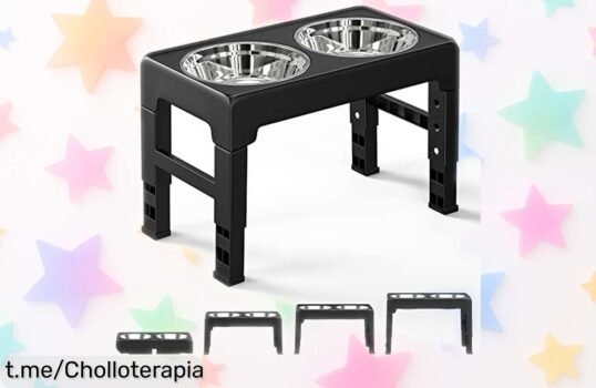 Comedero plegable para mascotas Pawaboo, ajustable y super resistente a un precio loco. Dale la mejor comida a tus peludos y disfruta con ellos ¡Hazte con este chollazo ya!