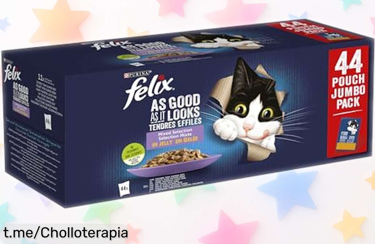 Comida húmeda para gatos adultos Felix en gelatina con 44 sobres, ¡nutrición irresistible a precio rebajado! Mima a tu felino y mírale brillar de amor y alegría hoy mismo.