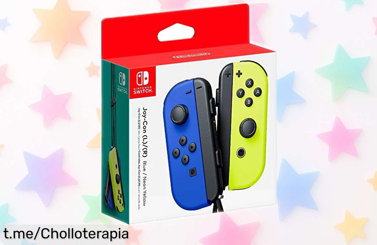 Controladores JoyCon para Nintendo Switch en neón amarillo y azul, vibración HD y multijugador: ¡rebajados por tiempo limitado! No te pierdas este super chollo para disfrutar a lo grande.